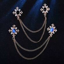 1 件装复古十字流苏链胸针领针男士衬衫领夹配饰欧美风格适合男士衬衫 - Cross - 查看 4