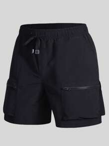 2pcs Men's Cargo Shorts, Summer Sports Multi-Pocket Pants, Outdoor Casual Breathable Cool Gym Running Shorts