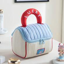 18*17.5*13cm Cute House Shaped Makeup Bag, Soft & Colorful 2-Tone Design, Large Capacity, Portable Travel Toiletry Organizer,For Holiday Beach, Bathroom Collection, Bedroom Collection, Large Capacity - Multicolor - View 14