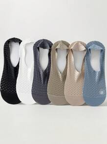 3/6 Pairs Men's Breathable Mesh Silicone Anti-Slip Summer Casual Boat Socks, Thin Invisible Socks, Versatile For Spring&Autumn