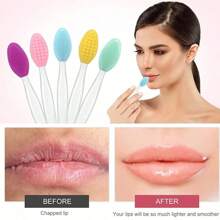 10 件装 唇部磨砂刷 双面迷你硅胶去角质刷 男女通用