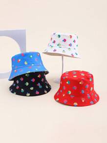 1 件儿童彩色印花双面渔夫帽，防晒，适合男孩和女孩户外活动，节日礼物，春夏