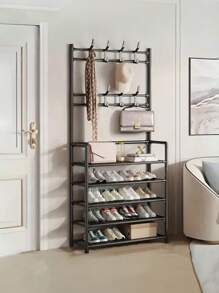 Zapatero Perchero Organizador Fasilyt YUB-016 Metalico 8 Ganchos 5 Niveles Negro - Negro - Ver 6