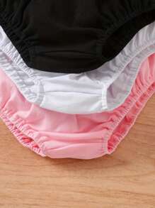 3 piezas Short de bebé de unicolor cómodo, bombacho informal con cintura elástica, pantalón corto para niña bebé y niña pequeña para el verano