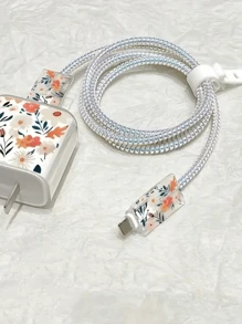 5pcs Floral Charger Protector Case, Data Cable Protector Compatible With Iphone 14/15 Pro Max, Charger Coil Protector Compatible With Iphone 13/12/11 18/20W, Ideal Gift For Boyfriend/Girlfriend