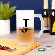 1pc, Personalized A-Z Letter Name Custom Beer Mug, 15oz Frosted Glass Beer Mug With Handle, Custom Glassware With Letter Name, Party Customized Favors,Durable,Reusable,Multi-Functional,Ornamental,Stylish,Exquisite,High-Quality,Custom,Personalized,Unique,Ideal Gifts For Him,Ideal Gifts For Her,Her,Boyfriend,Girlfriend,Dad,Mom,Family,Friends,Son,Daughter,School Students,Workers,Kids,Office,Tea Room,School,Home,Brunch-Ready
