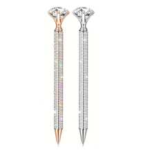1-4pcs Creative Colorful Metal Sparkling Diamond-Embellished Ballpoint Pens With Retractable Nib, Suitable For School Office Writing Work, School Stationery, Gifts,Back To School .For Birthday Wedding Valentine's Day Gift