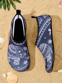 女士轻便防滑涉水鞋，软底，防水沙滩鞋，适合 2025 年夏季 - 黑與白 - 查看 3