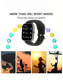 Sporty Smart Watches,Smart Watch For Women With High Definition Screen Smartwatch 1.70-Inch LED High-Definition Color Screen With Curved Surface, Fully Fitted Touch Screen Support For Multiple Languages, Wireless Charging Function, Music Player, Phone Call Function, Message NotificationLarge Capacity 180MAH