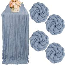 4 piezas Cheesecloth Camino de mesa estilo bohemio, decoración rústica y romántica para mesas de bodas, fiestas, ducha nupcial, graduación, restaurante - Beige