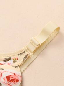 1pc Women's Floral Print Comfortable Front-Closure Adjustable Strap Wireless Racerback Lingerie Bra - Apricot - View 4