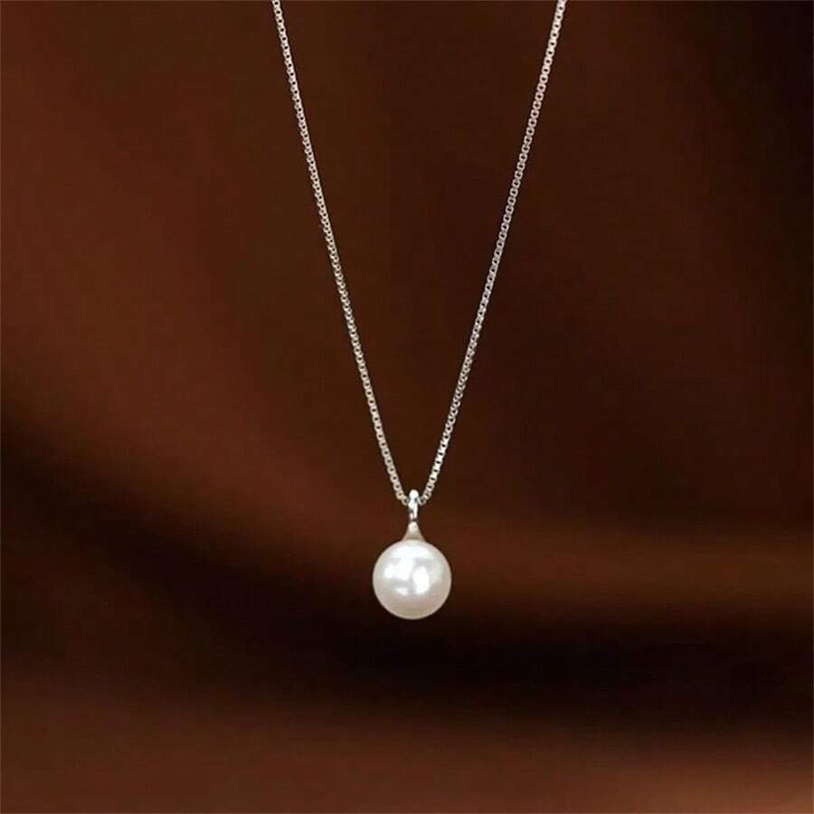 1pc Fashionable Minimalist Pearl Collarbone Chain Necklace, High-End & Versatile