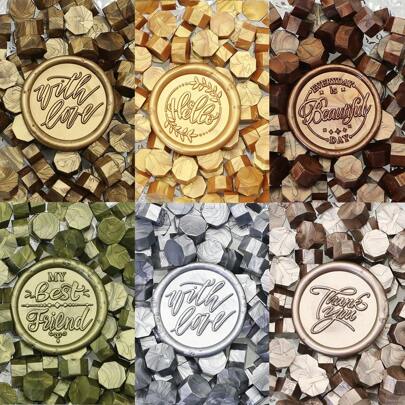 100 Stücke/Packung Metall-Siegelwachs Perlen, achteckig, für Umschlag-Siegel, Hochzeitseinladungen, Geschenkverpackung