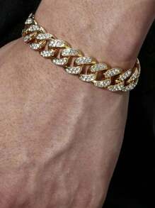 1pc/2pcs Fashion Rhinestone Bracelet, Non-Fading Hiphop Style Luxury Rhinestone Bracelet, Unisex Bracelet For Mother's Day, Valentine's Day, Father's Day, Wedding, Date, Party, Daily Wear