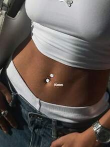 1PC S999 Sterling Silver Shambhala U-Shaped Double Diamond Navel Nail, Navel Button,Belly Ring,Body Piercing Jewelry,6mm,8mm,10mm