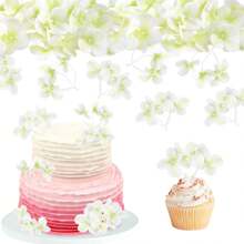 10 piezas de decoraciones para pasteles con flores artificiales - Tóper para pastel de cumpleaños feliz, decoraciones para pasteles de boda, compromiso, baby shower, cumpleaños, cupcakes, aniversario y fiestas
