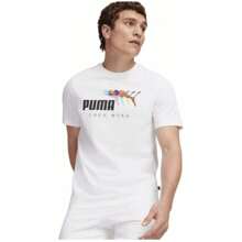 Puma T-shirt à manches courtes pour hommes Essential + Love Wins en blanc