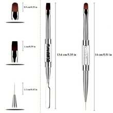 2Pcs Dual-Ended Nail Art Design Brushes With Rhinestone Handle - UV Gel Nail Art Tools Set