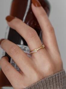 1pc Stainless Steel Personalized Unique Design Ring, Suitable For Women - Yellow Gold - View 2