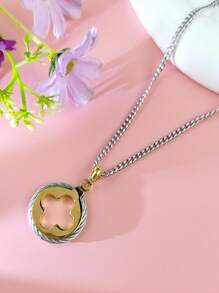 1 Stück 18 Karat vergoldete Edelstahl Glücksklee Blume Anhänger Halskette, elegant für Frauen, Geschenke für Paare, Freunde, Familie zu Weihnachten, Valentinstag, geeignet für den täglichen Gebrauch, Mutter, Muttertag, Geschenk