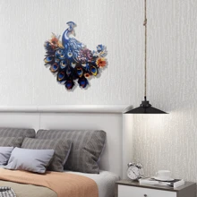1 pieza Decoración de pared de pavo real de hierro artístico colorido, adecuado para uso exterior o interior, decoración del hogar para primavera y verano, adecuado para pared, cerca, tocón de árbol, villa, sala de estar, dormitorio, de exquisita calidad, finamente elaborado