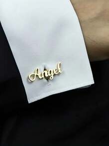 Customized Brooch & Cufflinks Set, Personalized Engraved Stainless Steel Gentleman's Dress Shirt Cufflinks, Elegant Men's Fashion Jewelry, Gift For Him - Multicolor - View 6