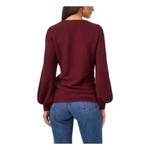 1.STATE Women's Rib-Knit Bubble Sleeve Sweater – Stylish Long Sleeve Pullover