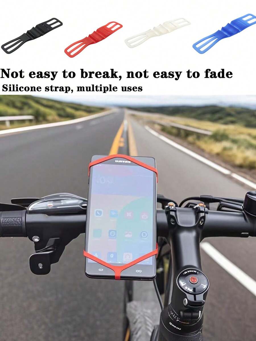 1pc Bicycle Phone Holder, Silicone Strap, Bike Accessories, Flashlight Strap, Fixation Stand - Multicolor - View 1