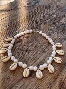 Cuier 1PC Sun Natural Boho Shell Necklace For Women Girls Sandy Choker Gift Beach Vacation Handmade Necklaces Jewelry