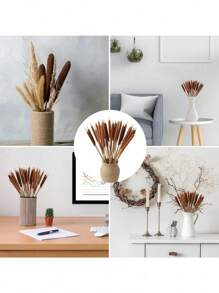 10PCS Dried Natural Brown Cattails Flowers -Real Broadleaf Pencil Cattail Stems Bundles, 17'' Bulrush Plants Dry Flower For DIY Floral Arrangements, Wedding Home Office Gardens Decor Spring Decorations