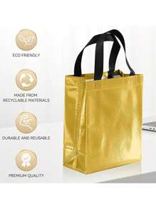 Bolsa de regalo dorada, bolsa de regalo reutilizable con asa, bolsa de regalo resistente, adecuada para bolsas de regalo de fiesta, bolsas de regalo, bolsas de regalo de cumpleaños, bolsas de regalo de Navidad - Dorado - Ver 3