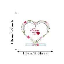 1pc Personalized Acrylic Desktop Decor, Transparent Hollow Heart & Floral Pattern, Customizable Text, Unique Commemorative Gift, Desk Decoration, For Lovers, Family, Friends
