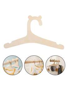 5pcs/10pcs/Set Cartoon Non-Slip Wooden Baby Clothes Hangers, Kids Room Home Wood Hanging Decor - Wood Color - View 4