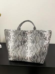 Stylish Snakeskin Vintage Large Capacity Tote Bag, Chic Solid Color Crocodile Pattern Handbag, Suitable For Women's Office, Commute, Laptop, Shopping, Travel,Unisex Large Size Shoulder Bag