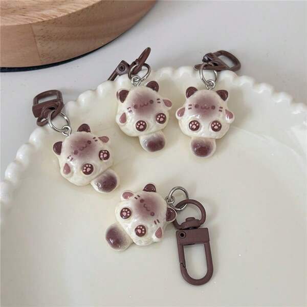 4pcs/Set Cute Siamese Cat Pendant Charms, Cartoon Cat Key Chains, Bag Charms, Versatile S Car Accessories School Goth Y2k Christmas Gift Ideas