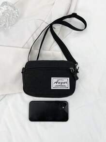 Solid Canvas Material Fashion Casual Unisex Chest Bag, Minimalist Design Sports Style Phone & Coin Purse Festival