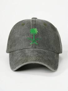 1pc Women's Palm Tree Printed Washed Baseball Cap, Adjustable Outdoor Sun Protection Leisure Hat, Suitable For Spring, Autumn, Travel, Beach, Also Fit For Men, Y2K Style