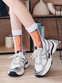 1 Pair/2 Pairs Men's Breathable, Moisture-Wicking Casual Novelty Cartoon Pig Nose & Pig Foot Patterned Mid-Calf Socks, Versatile College Style