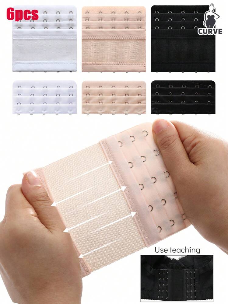 6 件加 5 钩胸罩延长扣，胸罩延长钩，内衣配件 - 彩色 - 查看 1