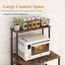 [Stainless Steel Microwave Stand] 4-Tier Stainless Steel Microwave Stand With Wheels - Versatile Kitchen & Restaurant Storage Solution - 黑色 - 查看 10