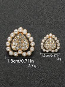 5 件/包时尚镂空双心形水晶珍珠金属纽扣，百搭开衫毛衣外套夹克鞋帽礼盒 DIY 缝纫首饰配件 - 彩色 - 查看 5