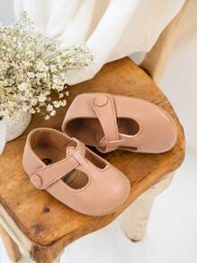 婴儿女童玛丽珍平底防滑蝴蝶结公主婚纱鞋幼儿婴儿鞋 - 粉色 - 查看 5