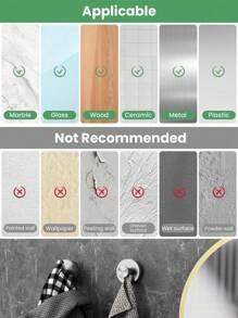 4个装吸盘挂钩，适用于淋浴房，不锈钢防水吸盘挂钩，无需钻孔，适用于淋浴房、浴室、厨房，可安装在玻璃淋浴门、镜子、瓷砖和其他光滑表面上，用于悬挂毛巾、浴袍、浴球等。1/2个装浴室配件，浴室工具 - 彩色 - 查看 11