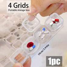 1 pièce mini pilulier portable, grande boîte à bijoux, organisateur de pilules compartimenté, boîte de rangement étanche pour les voyages, les vacances, la maison, la salle de bain, les cosmétiques de vacances, accessoires de salle de bain - Multicolore - Voir 7