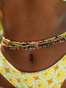 10pcs/Set Boho Style Pink Beaded Waist Chain And Body Chain Jewelry Set For Women - Pink - View 6