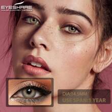 1 paire de lentilles de couleur naturelle marron pour les yeux. Lentilles de contact pour yeux gris avec pupilles bleus. Lentilles de contact vertes pour un maquillage annuel des yeux beaux et naturels.