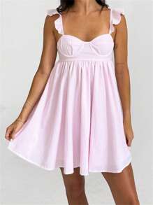 Embrace Effortless Elegance With Our Women Slip Dress: Lovely Sleeveless Backless Floral/Solid A-Line Mini Dress For Summer Parties  Casual Outings