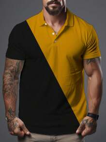 Summer Men's Short Sleeve Polo Shirt Business Stitching Color Blocks Casual Tops Fashion Sportswear T-Shirts Men's Clothing