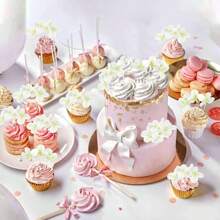 10 piezas de decoraciones para pasteles con flores artificiales - Tóper para pastel de cumpleaños feliz, decoraciones para pasteles de boda, compromiso, baby shower, cumpleaños, cupcakes, aniversario y fiestas