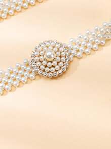 1 chiếc thắt lưng thun ngọc trai trắng, trang trí thanh lịch cho váy, áo cánh, phong cách cung điện tinh tế, đa năng cho mùa hè, mùa thu, mùa thu, Halloween - đai ngọc trai - Xem 12